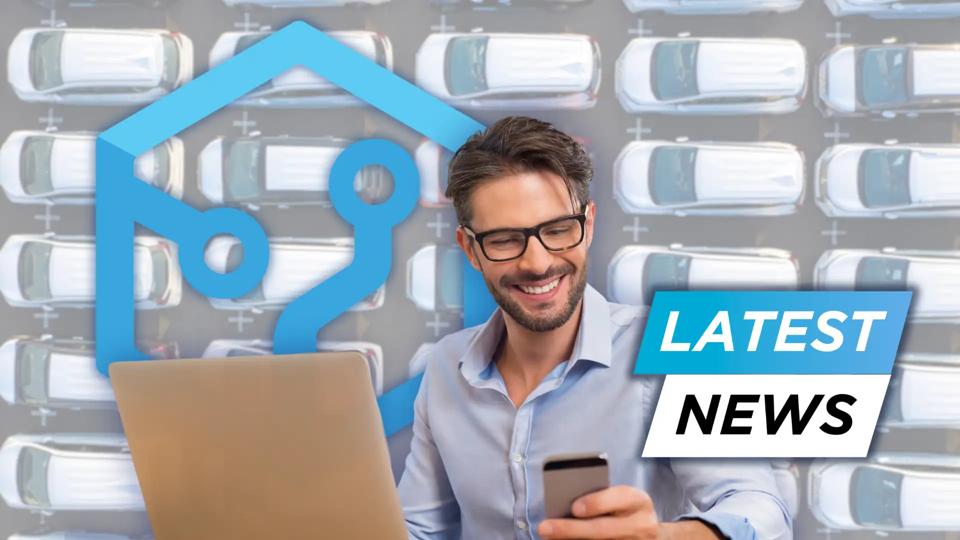 A man is happy while is reading his latest news on a smartphone