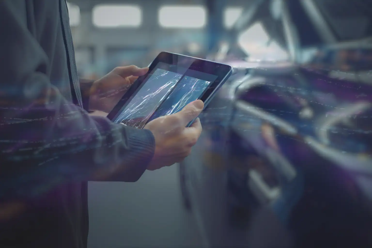 A man takes a picture of a damage on his car and upload it on fleetwaro.ai